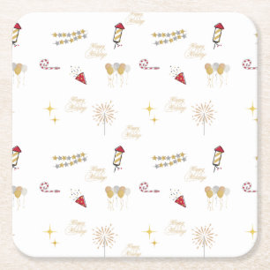 Happy Holiday Rechteckiger Pappuntersetzer