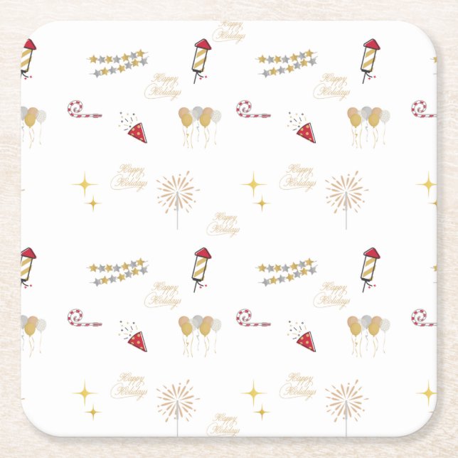 Happy Holiday Rechteckiger Pappuntersetzer (Vorderseite)