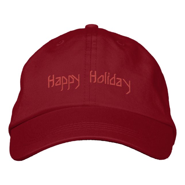 Happy Holiday Red Basic anpassbar Bestickte Baseballkappe (Vorderseite)