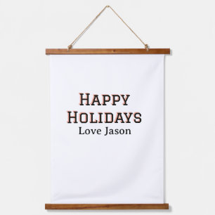 Happy Holiday Rote Liebe hinzufügen Namen Familien Wandteppich Mit Holzrahmen