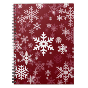 Happy Holiday Schneeflocken Pattern Burgund Notizblock