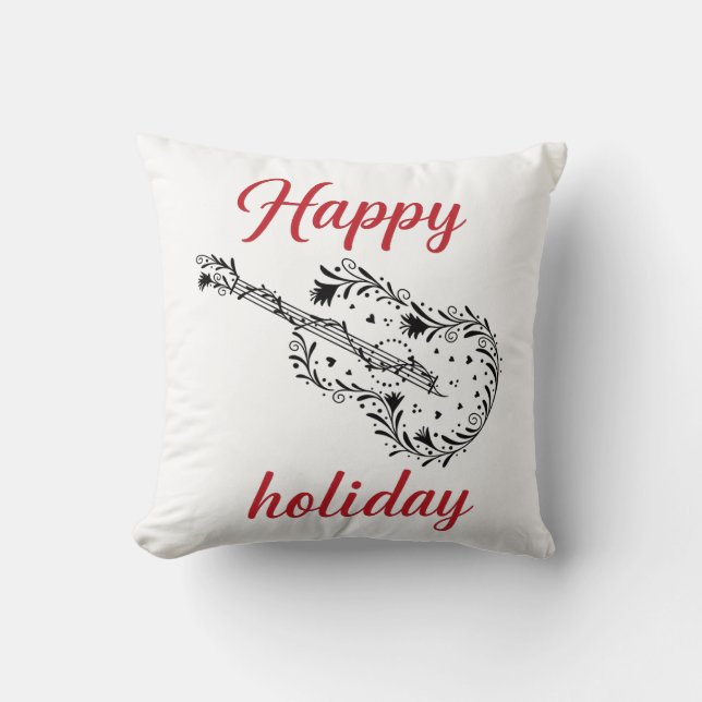 Happy Holiday Script Throw Pillow | Minimal Festiv Kissen (Vorderseite)