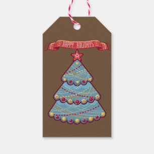 Happy Holiday/skandinavisches Weihnachtsbaumdesign Geschenkanhänger