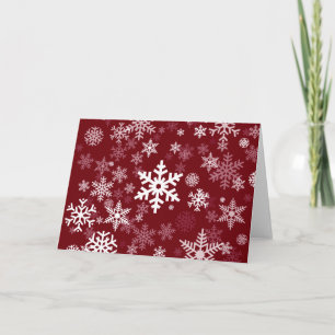 Happy Holiday Snowflakes Pattern auf bordeauxrot Feiertagskarte
