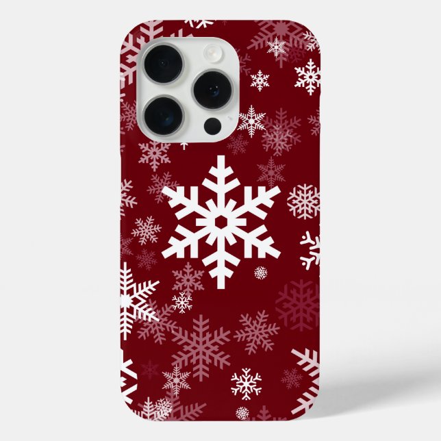 Happy Holiday Snowflakes Pattern Burgund Case-Mate iPhone Hülle (Rückseite)