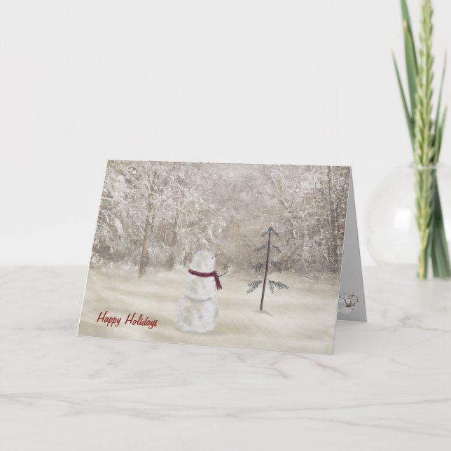 Happy Holiday Snowman mit Star Feiertagskarte (Vorderseite)