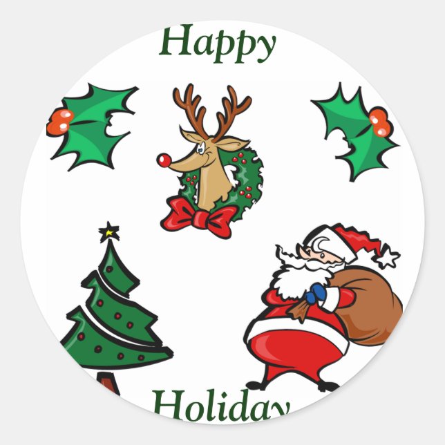 Happy Holiday_ Sticker_by Elenne Runder Aufkleber (Vorderseite)