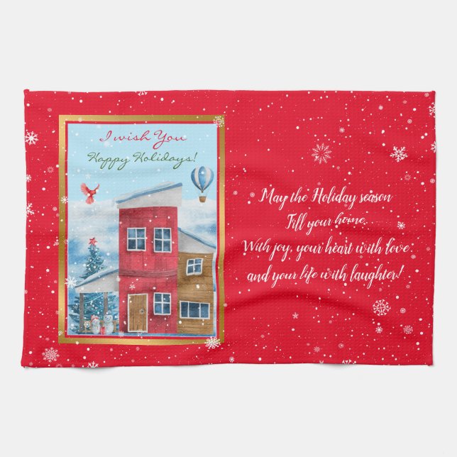 Happy Holiday Time Customize Geschirrtuch (Horizontal)