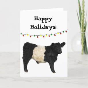 Happy Holiday Weihnachten Belted Galloway Beltie K Karte