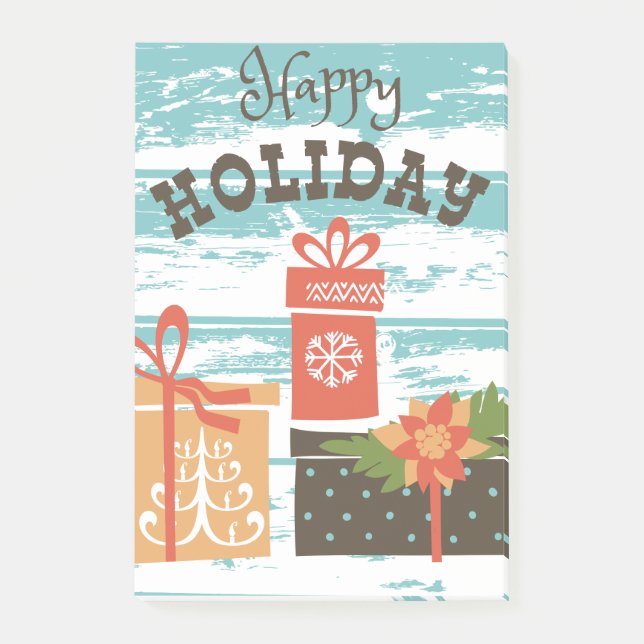 Happy Holiday Weihnachtsgeschenke Post-it Klebezettel (Vorderseite)