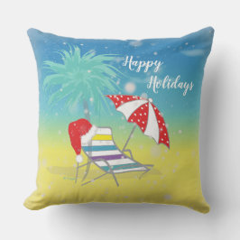 Happy Holiday Weihnachtsmannmütze Snow Flakes Beac Kissen