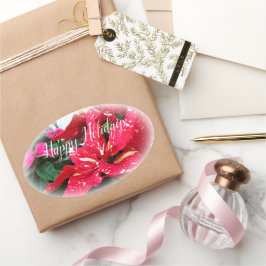 Happy Holidays 楕円形シール Ovaler Aufkleber