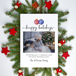 Happy Holidays 1 Foto Niedliche Wasserfarben Ornam Feiertagskarte