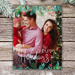 Happy Holidays 1 Foto Weihnachtsgrün Feiertagspostkarte