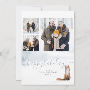 Happy Holidays 3 Foto Collage Winter Woodland Fox Feiertagskarte