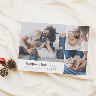 Happy Holidays 3 Photo Family Signature Christmas Feiertagskarte