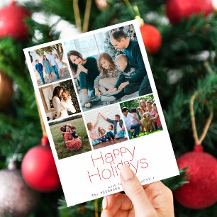 Happy Holidays 6 Foto Collage modern Feiertagskarte