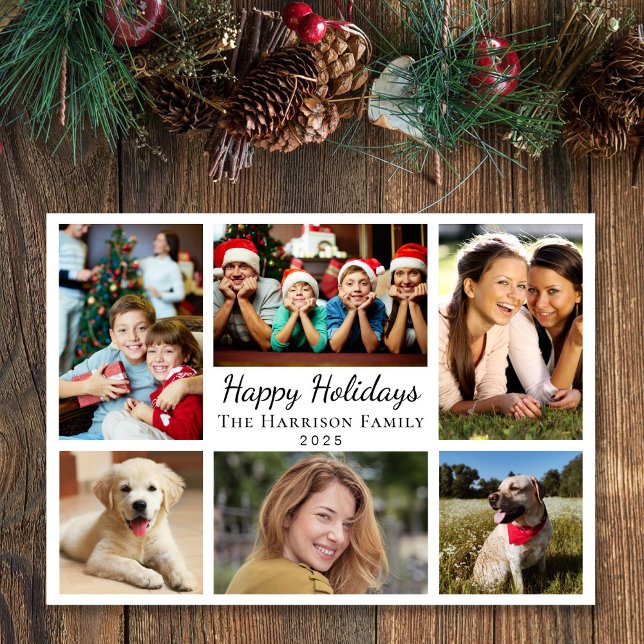Happy Holidays 6 Foto Collage Weihnachten (This holiday season, let your family's smiles and heartwarming memories shine on our 6 photo card)