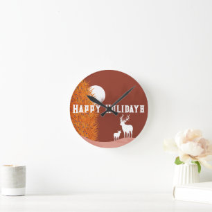 Happy Holidays - Acrylmauer Runde Wanduhr