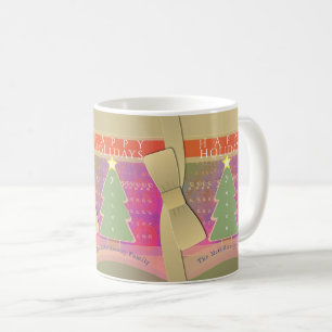 "Happy Holidays" alte Gold Bows, Baummonogramm Kaffeetasse