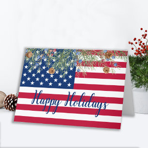 Happy Holidays American Flag Patriotic Corporate H Feiertagskarte