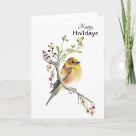 Happy Holidays American Goldfinch Bird Card Karte