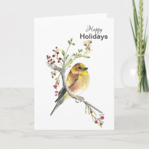 Happy Holidays American Goldfinch Bird Card Karte