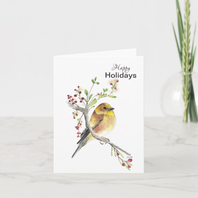 Happy Holidays American Goldfinch Bird Card Karte (Vorderseite)