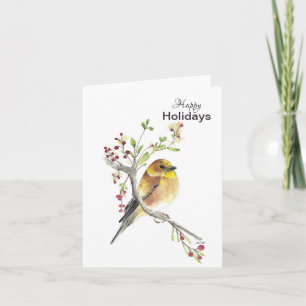 Happy Holidays American Goldfinch Bird Card Karte
