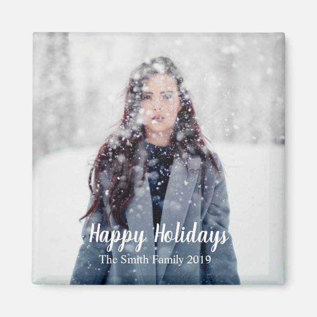 Happy Holidays Anpassbare Weihnachten Magnet (Vorne)