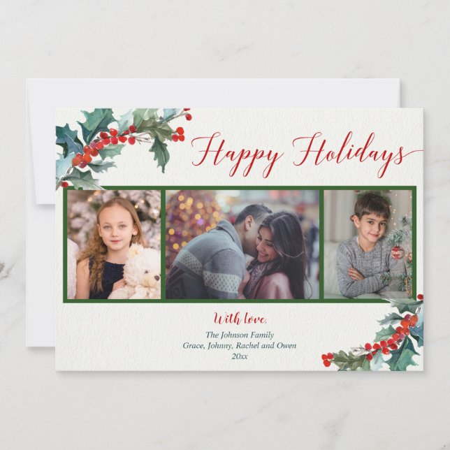 Happy Holidays Aquarell 3 Fotokarte (Vorderseite)