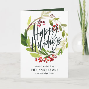 Happy Holidays Aquarell Blumenkarte Karte