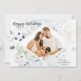 Happy Holidays Arctic Winter Botanisches Foto Feiertagskarte