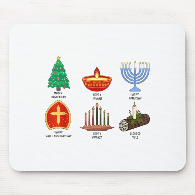 Happy Holidays Around The World Multicultural Cele Mousepad (Vorne)