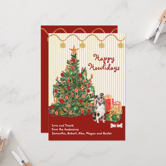 Happy Holidays Australian Shepherd Tree Weihnachte (Vorderseite/Rückseite Beispiel)