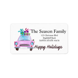 Happy Holidays Auto und Weihnachtsgeschenke Adressaufkleber