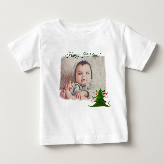 Happy Holidays Baby Foto Personalisiertes Shirt (Vorderseite)