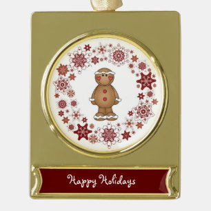 Happy Holidays Banner Ornament Gold Plate/Kranz