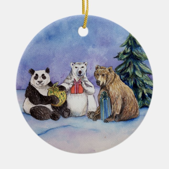 Happy Holidays Bears Custom Weihnachtsschmuck (Vorne)