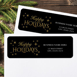 Happy Holidays Black Gold Business Return Address