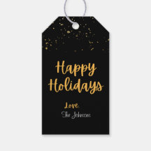 Happy Holidays Black & Gold Geschenktag