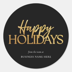 Happy Holidays Black Gold Weihnachten Runder Aufkleber