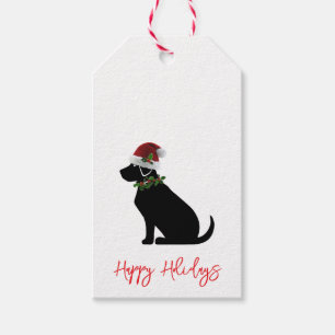 Happy Holidays Black Hund Weihnachtsmannmütze Holl Geschenkanhänger