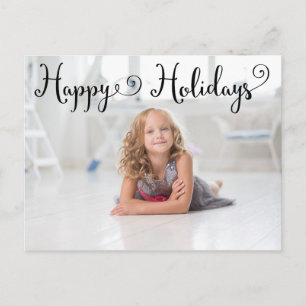Happy Holidays Black Script - Post Card Feiertagspostkarte