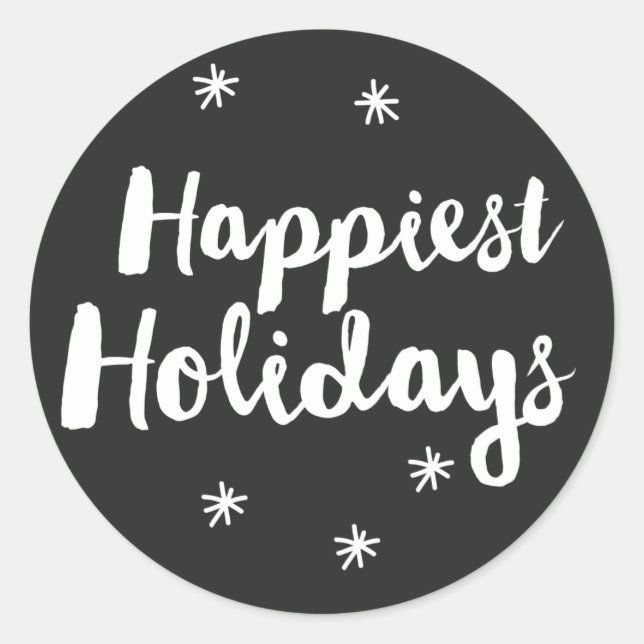 Happy Holidays Black Script Round Sticker (Vorderseite)