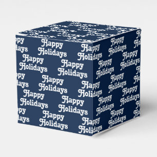 "Happy Holidays" blaue, weiße Weihnachtsgeschenke Geschenkschachtel