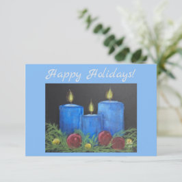 Happy Holidays Blue Flat Card Dankeskarte