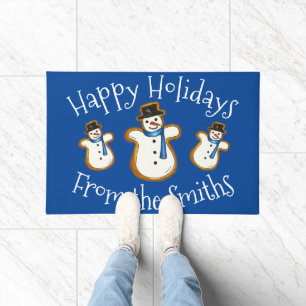 Happy Holidays Blue Snowman Sugar Cookie Weihnacht Fußmatte