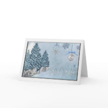 Happy Holidays Blue Trees Elegante Weihnachten