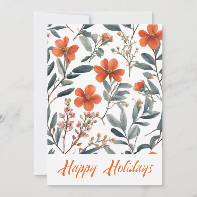 Happy Holidays Blume Wasserfarbe Frohe Weihnachten (Vorderseite)